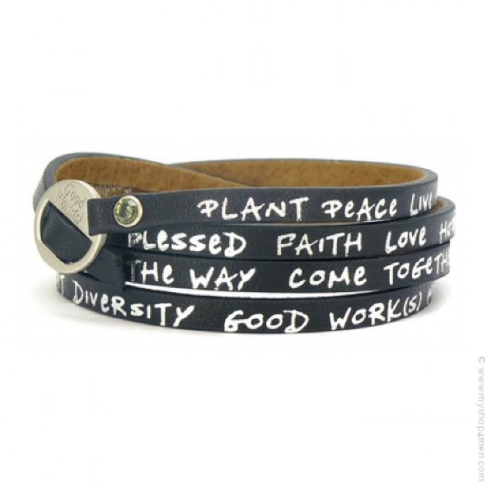 GOOD WORKS 36” Inspirational Leather Strap with Silver Lettering